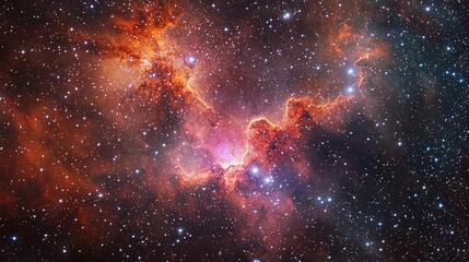 Naklejka premium A cosmic nebula display of vibrant colors and star clusters.