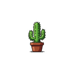 Pixelated cactus icon logo flat vector design