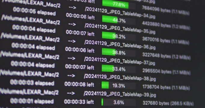Data processing action digital workspace screen capture technical environment close-up view information flow concept