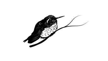 Speckled Hummingbird, black isolated silhouette