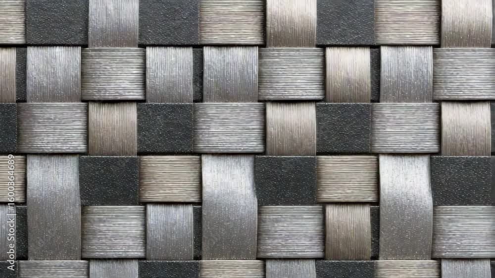 Poster woven texture with silver brown and black elements creating an abstract pattern close up view shows 