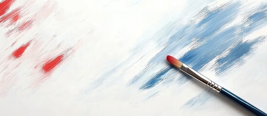 Fototapeta premium Artistic Brushstrokes: A Symphony of Blue and Red on Canvas