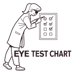 Ophthalmologist pointing at eye chart eye exam vision test