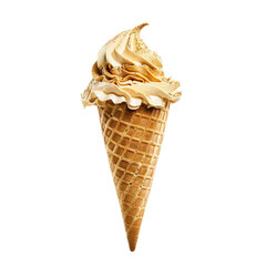 Caramel ice cream cone, close-up