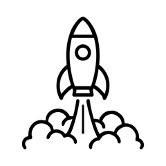 Rocket Launch Icon Outline for Space Exploration Technology Concept