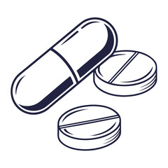 Pill and capsule medical icons health medicine