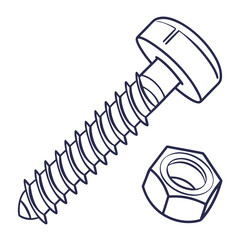 Screw and nut mechanical connection symbol bolt fastener