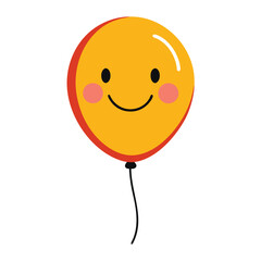 A cheerful single balloon featuring a big smiley face, radiating happiness and joy on a clean white background.