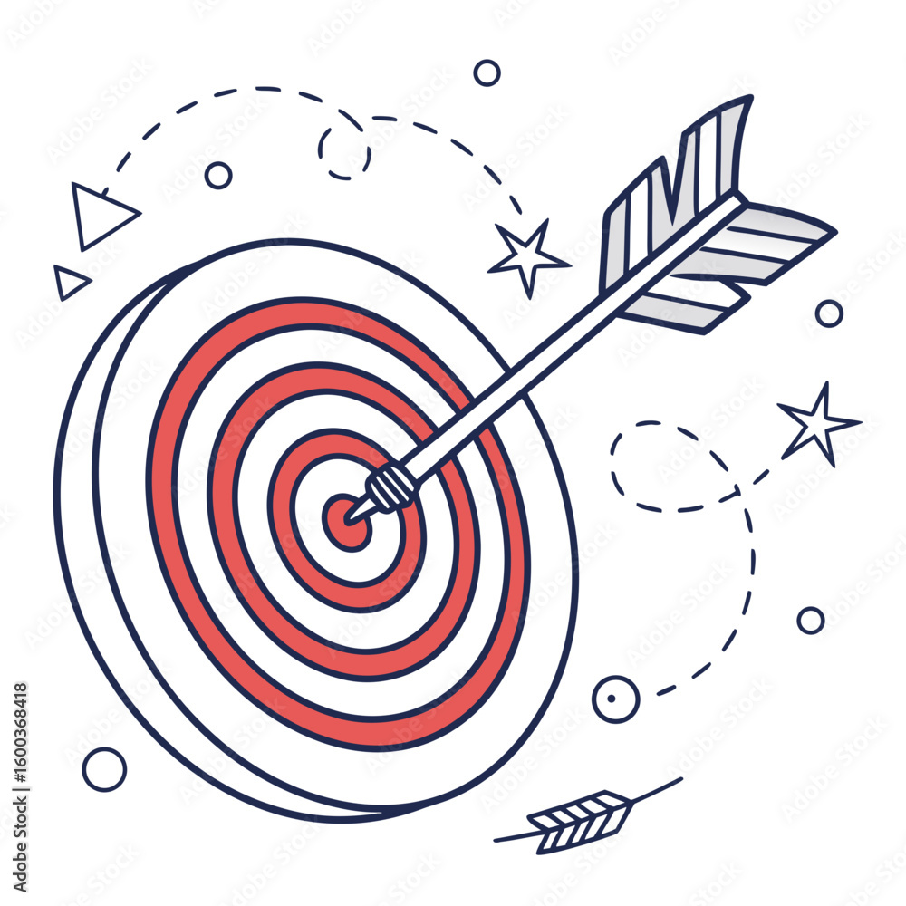 Poster target with arrow and decorative elements dart bullseye
