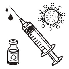 Syringe vaccine vial and virus medical