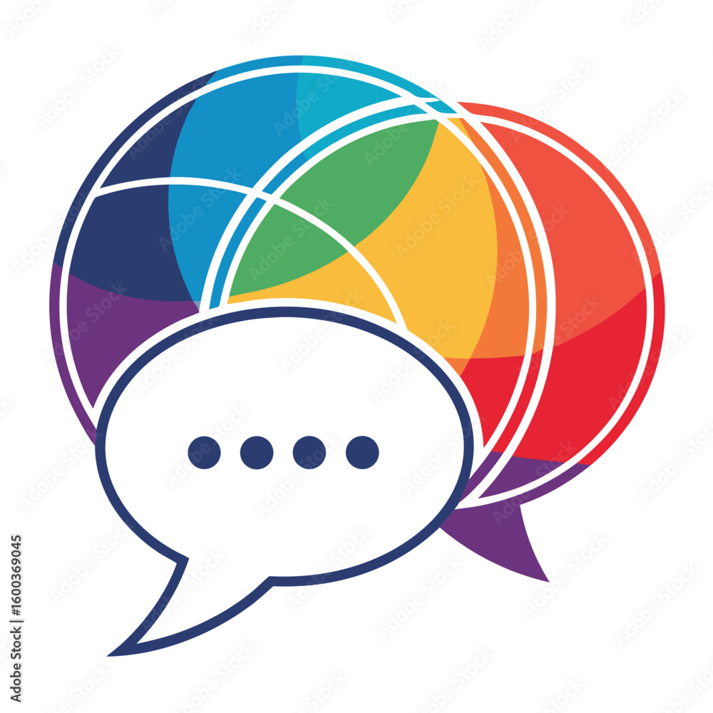 Poster vibrant gradient communication bubble with dots speech bubble conversation