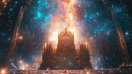 Cosmic throne room, a breathtaking digital design.