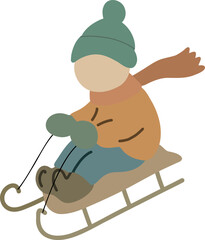 Child Sledding in Winter