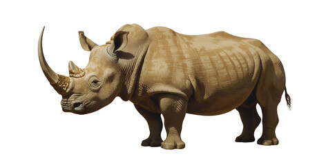 Obraz premium Beige Rhino 3D Realism Illustration with Transparent Background
