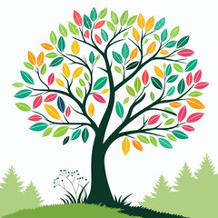 Fototapeta premium Tree with colorful leaves and green foliage nature