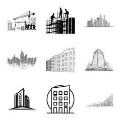 Fototapeta premium Architectural Designs And Cityscape Illustrations Collection Representing Construction And Modern Urban Life