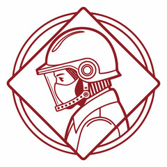 Welder profile in protective gear mask helmet