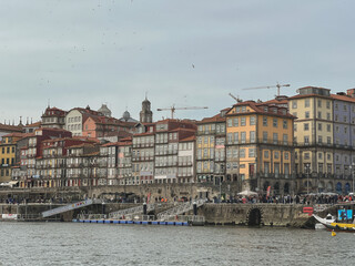 Romantic backstreet, side street or alley in historic old town of Porto Oporto, Portugal with...
