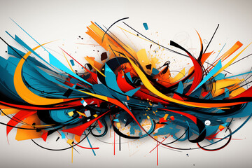 Vibrant graffiti, dynamic line energy and urban style background