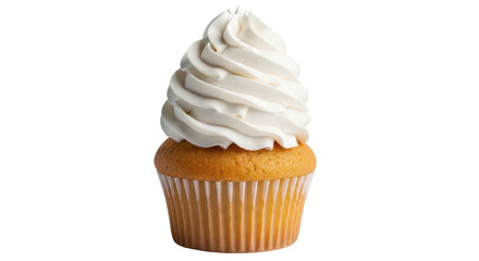 Isolated Vanilla Cupcake with Whipped Cream