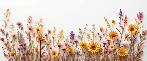 Watercolor beautiful floral set with watercolor hand drawn gentle autumn fall flowers. Stock floral illustration. Nature art isolated on white background. illustration for design, print, background