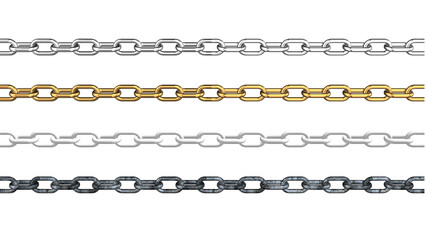 “Realistic Chain Collection – Silver, Gold, white, and Rusted Styles”