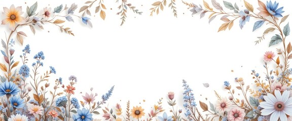 Watercolor beautiful floral set with watercolor hand drawn gentle autumn fall flowers. Stock floral illustration. Nature art isolated on white background. illustration for design, print, background