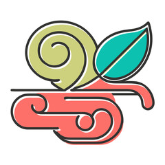 wind swirl with leaf icon vector   
