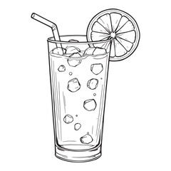 Glass of orange juice line art refreshing healthy drink