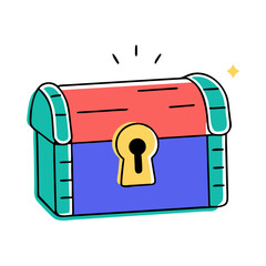 wooden treasure chest with old style lock 