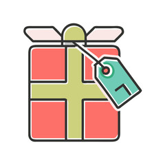 wrapped present with tag icon vector  .svg