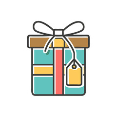 wrapped present with tag icon vector  