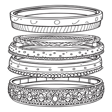 black and white bangles stack clip art preview