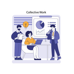 Hybrid Work. Flat Vector Illustration