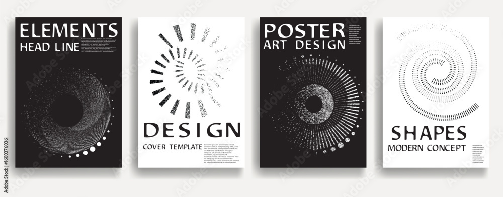 Poster modern posters with grunge shapes. vector design composition with various geometric shapes . abstrac