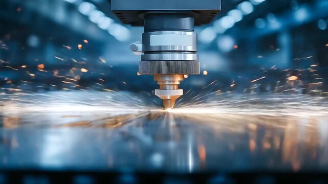 Laser Beam Cutting Titanium Sheet with Dynamic Sparks