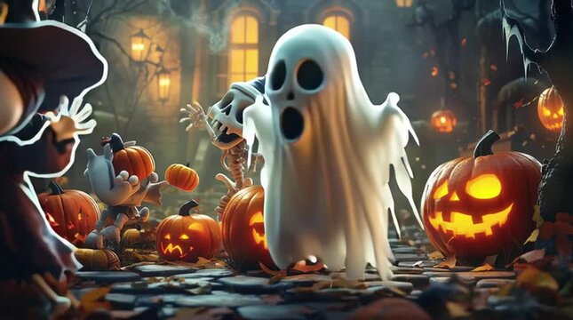 halloween illustration, AI generated video