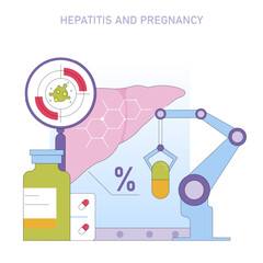 Hepatitis and Pregnancy Vector Illustration of Liver Health