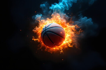Fiery Basketball Hot Shot Sport Power Energetic Motion Concept