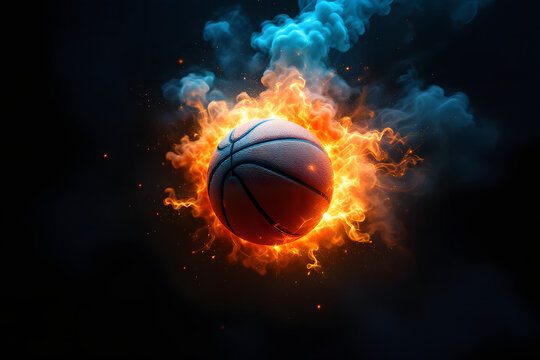Fiery Basketball Hot Shot Sport Power Energetic Motion Concept