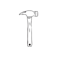 Hammer Line Art Hand Drawn for Sketch Project