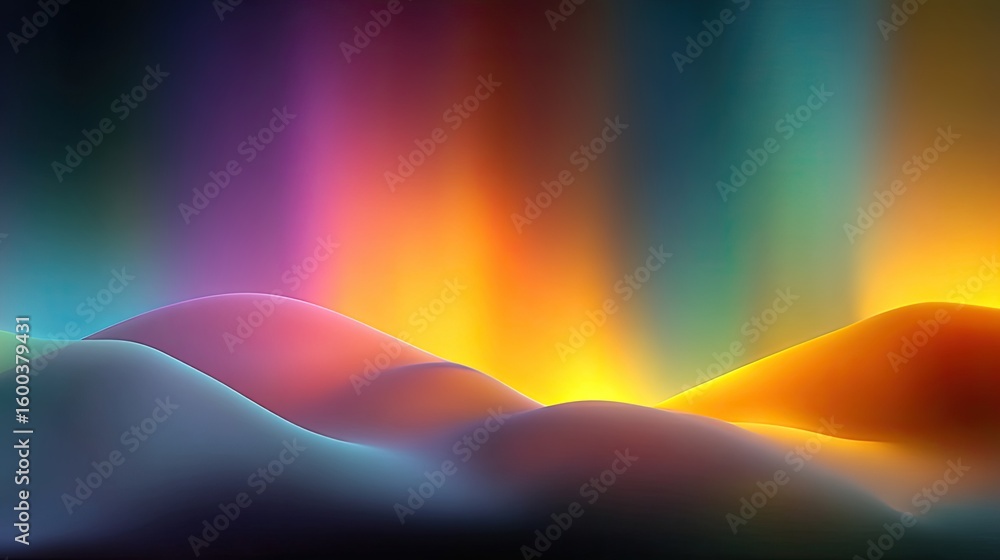 Poster abstract colorful gradient background with smooth waves and bright glow