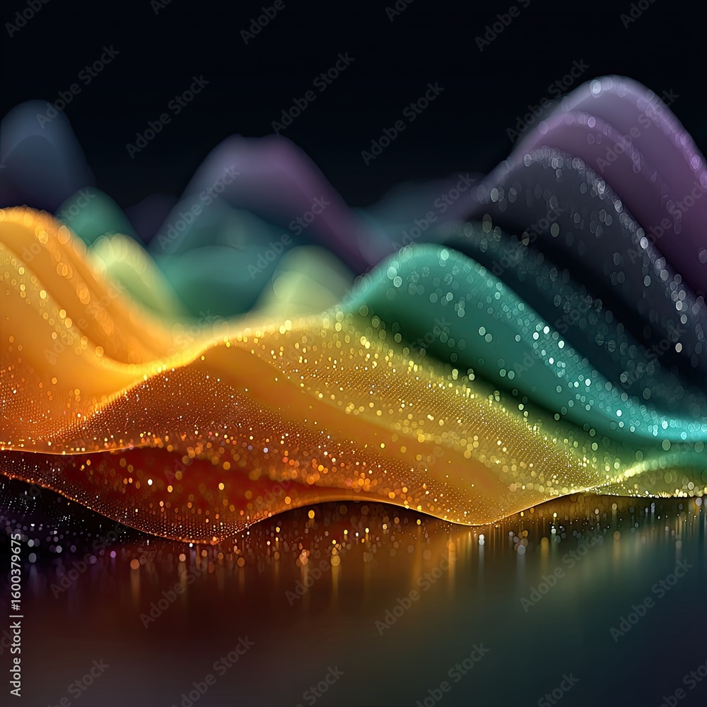 Poster abstract colorful gradient waves with sparkling texture