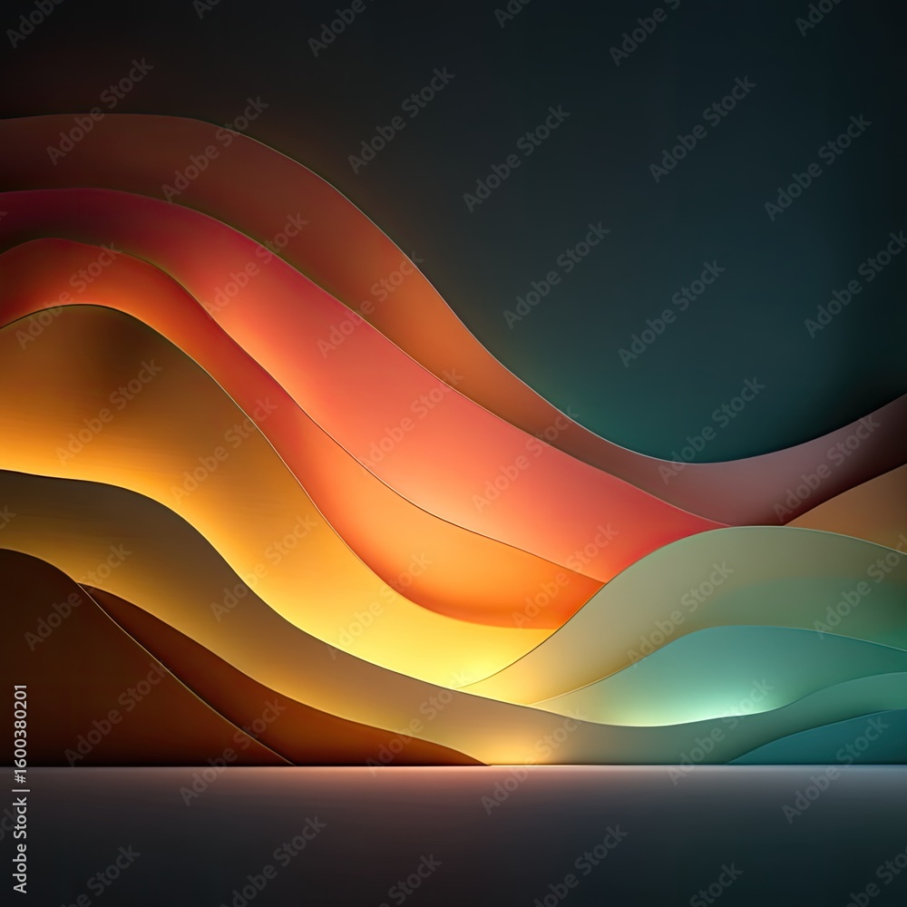Poster abstract dark background with soft color gradient waves