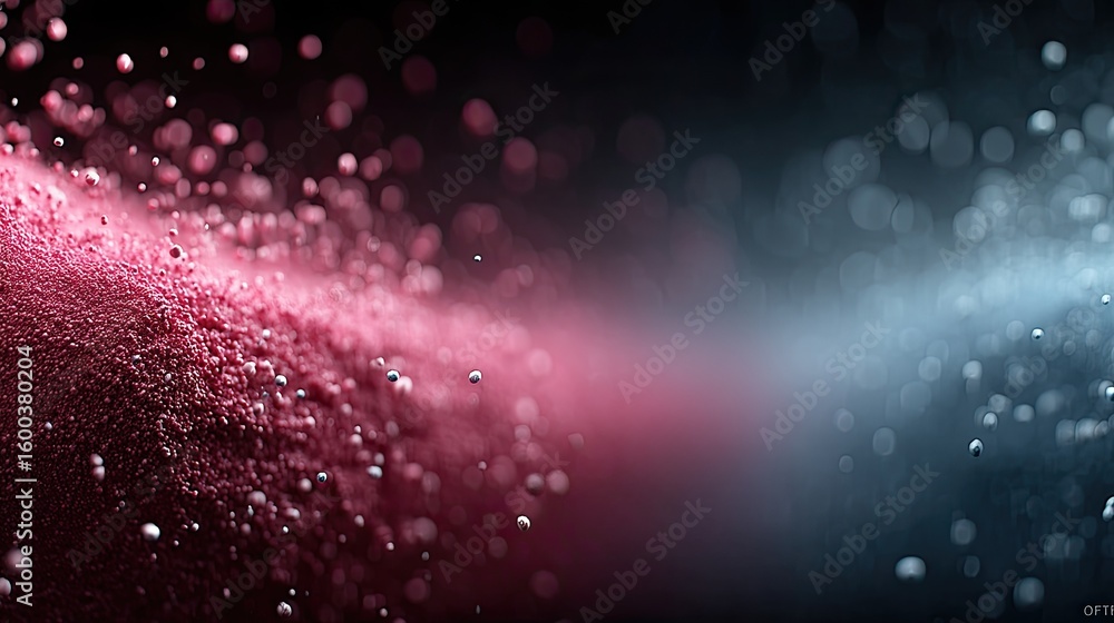 Poster abstract dark background with red and blue gradient particles