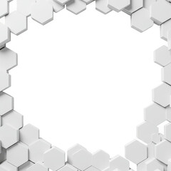 Obraz premium Abstract white hexagons frame isolated on transparent background