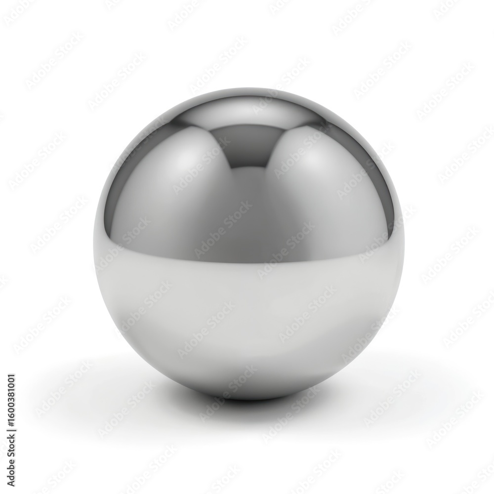 Poster polished chrome sphere with highly reflective metallic surface. round object clean, simple, smooth d