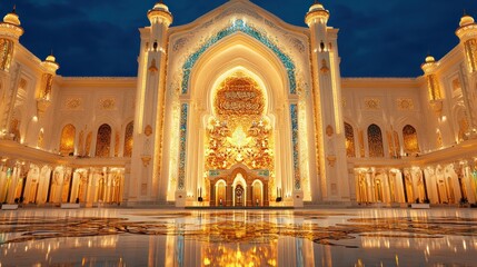 Night illumination of the Palace of Independence in Nur-Sultan, Kazakhstan