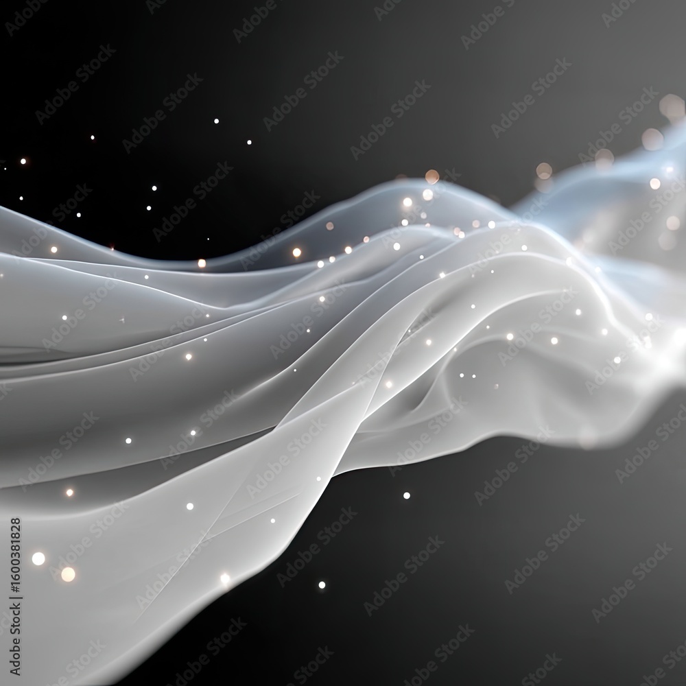 Poster abstract gray gradient mesh wave background with glowing particles