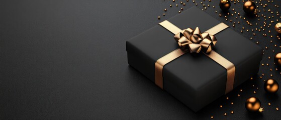 Elegant Black Gift Box with Gold Accents